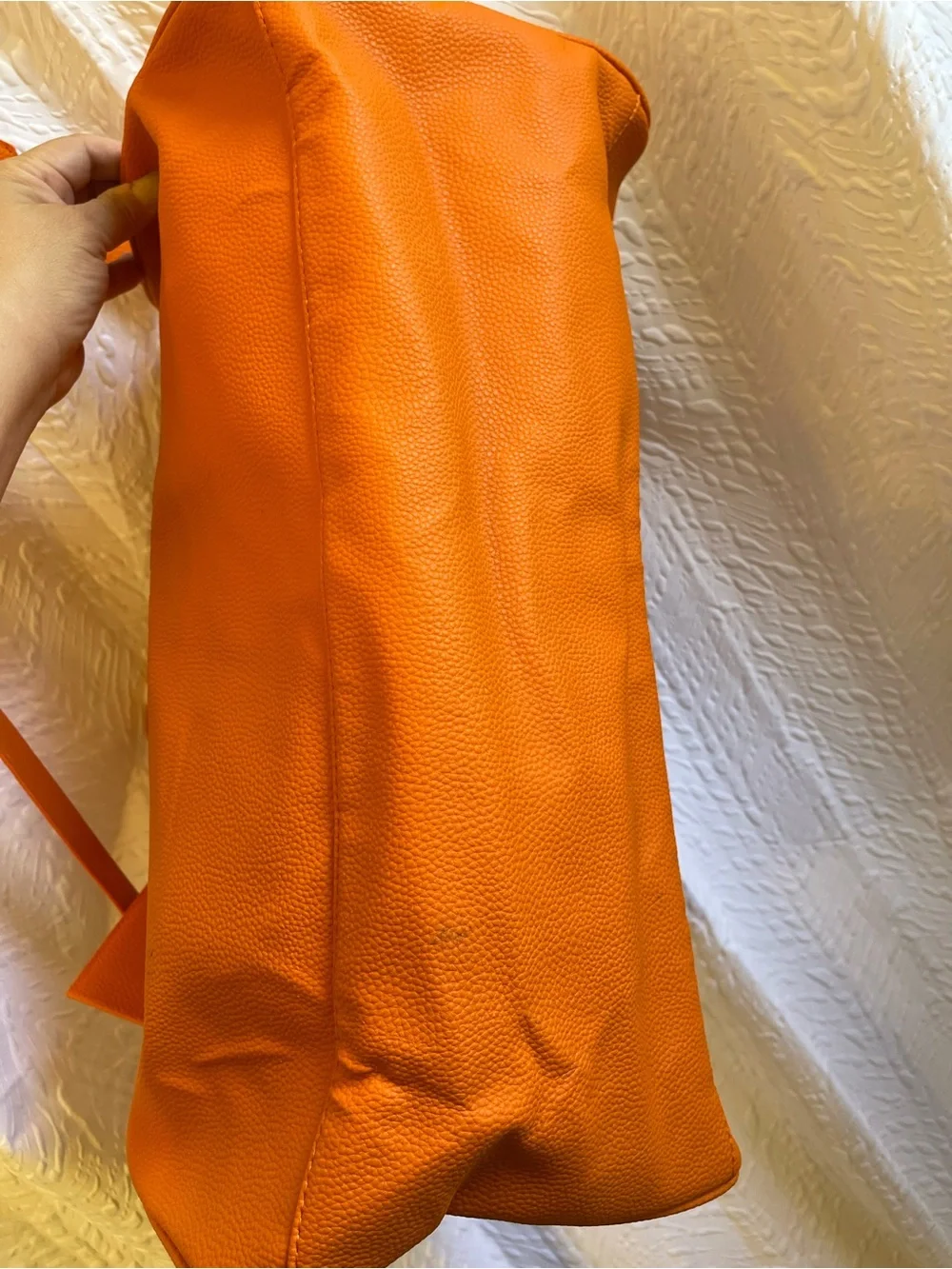 TRULY Orange Leather Duffle Bag Travel Luggage - NWT **